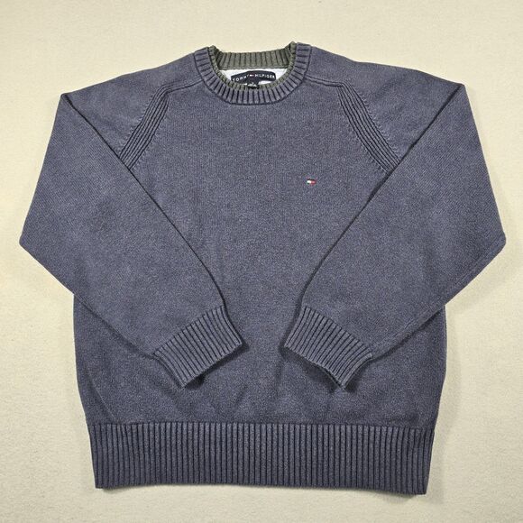 Tommy Hilfiger Other - Tommy Hilfiger Men's Medium Blue Crewneck Pullover Knit Sweater Embroidered Logo